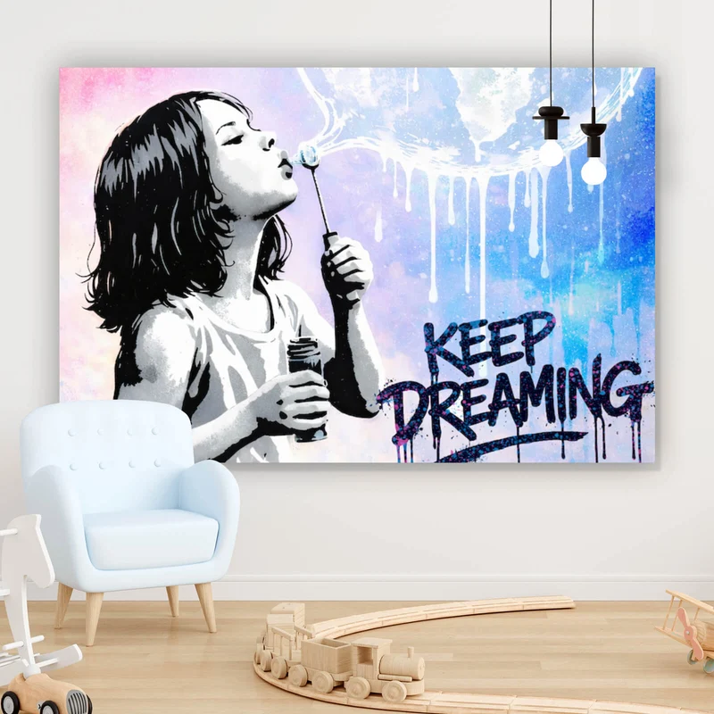 Aluminiumbild gebürstet Keep Dreaming Querformat