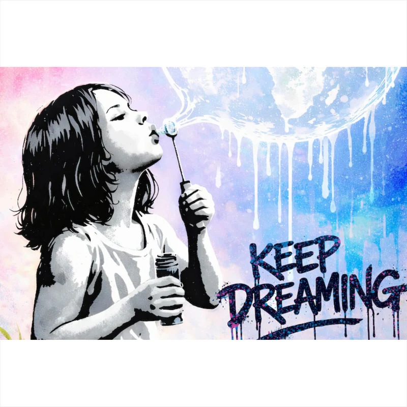Aluminiumbild gebürstet Keep Dreaming Querformat