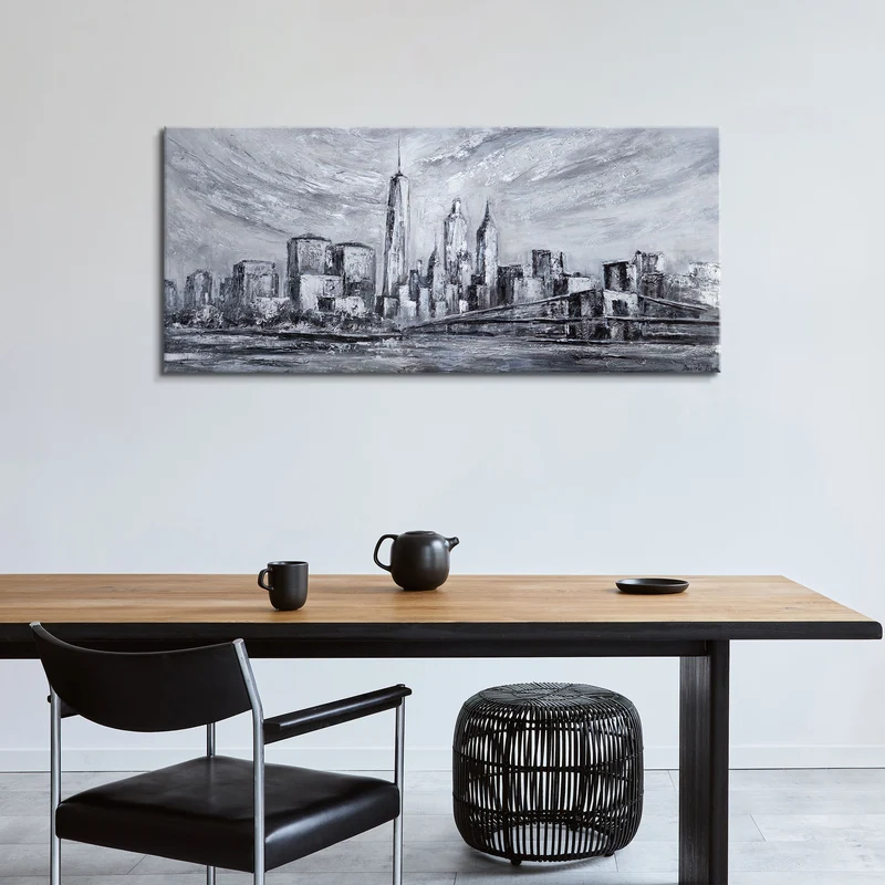 Handgemaltes Acrylbild Stadt "Architektur der Zeit" 115x50cm