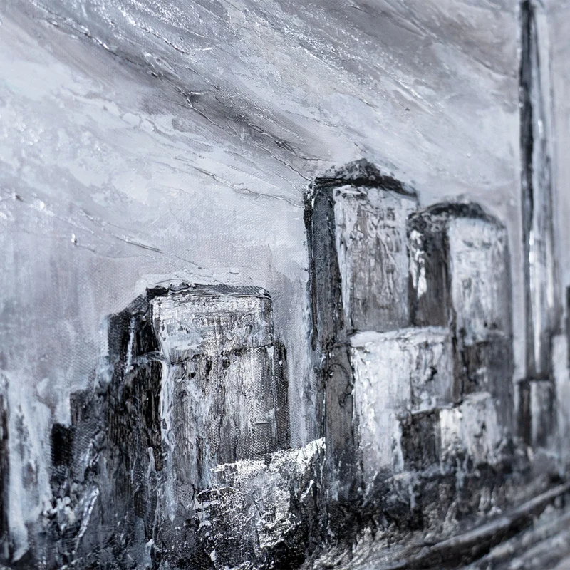 Handgemaltes Acrylbild Stadt "Architektur der Zeit" 115x50cm