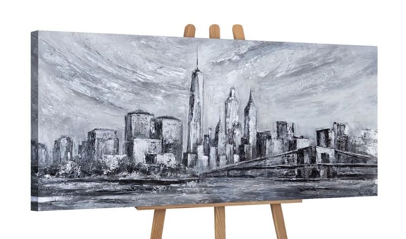 Handgemaltes Acrylbild Stadt "Architektur der Zeit" 115x50cm
