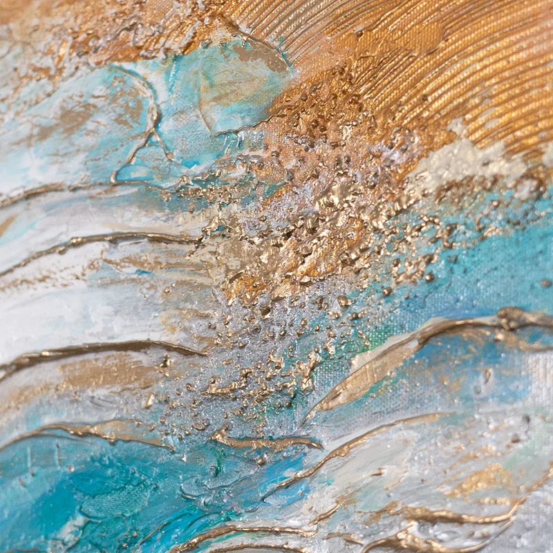 Moderne Acrylmalerei Meer – Handgemaltes Wandbild auf Leinwand "Sonnenglanz“ 115x50cm