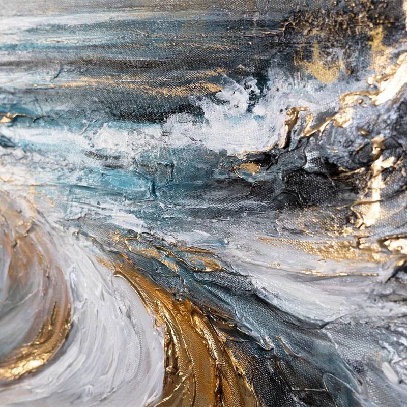 Gemälde "Das Gold der Winde" – abstrakte Wanddeko auf Leinwand 115x50cm
