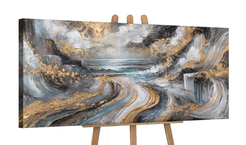 Gemälde "Das Gold der Winde" – abstrakte Wanddeko auf Leinwand 115x50cm
