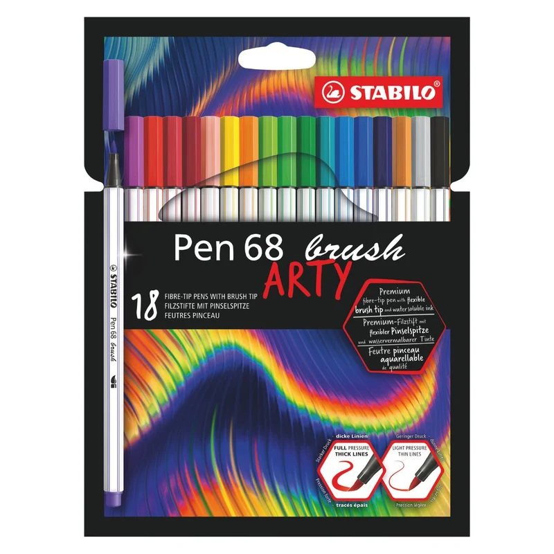 Stabilo felt-tip pen 68 Brush Arty - Wallet Of 18 Brush Markers