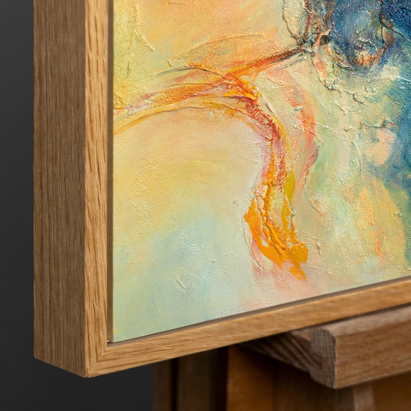 Abstrakte Kunst auf Leinwand „Verschmelzung der Energien“ – Farbstarkes Gemälde mit Rahmen