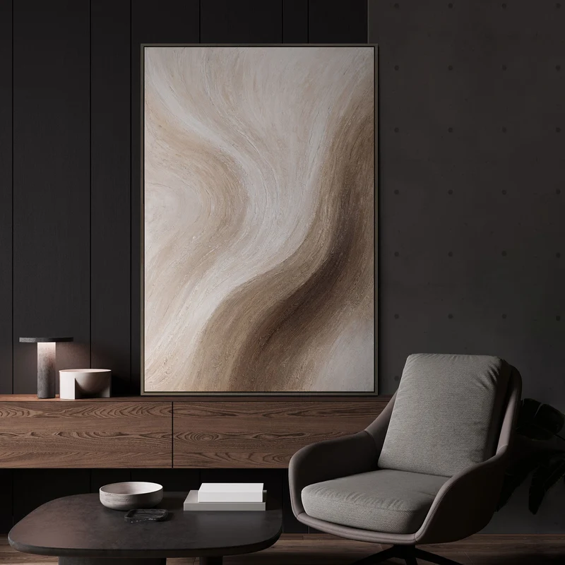 Moderne Acrylmalerei auf Leinwand „Wüstes Flüstern“ – Abstrakte Kunst für Wohnzimmer