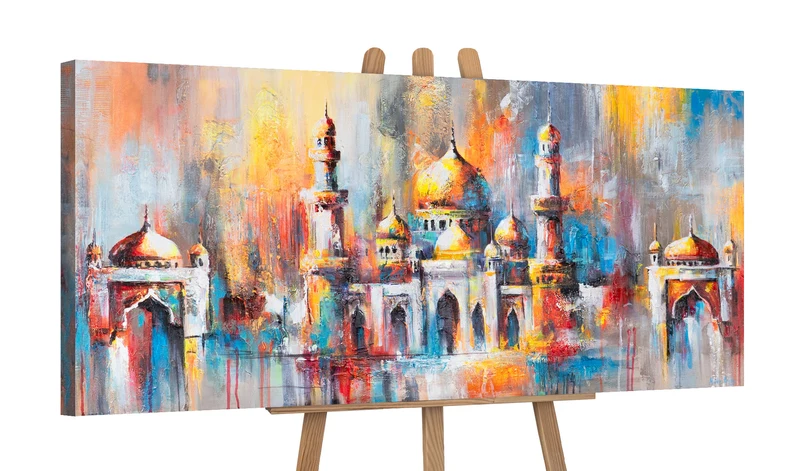 Abstrakte Bilder Leinwand – Acrylbild "Ausstrahlung" Moderne Wandkunst 115x50cm