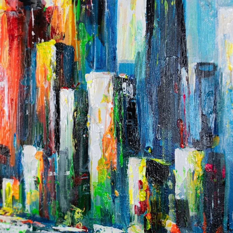 Moderne Wandbilder auf Leinwand – Abstrakte Acrylbild "Rhythmus der Großstadt" 115x50cm