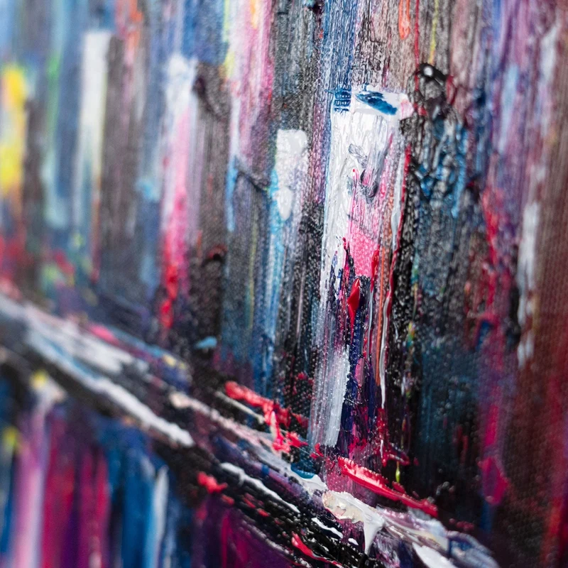 Moderne Wandbilder auf Leinwand – Abstrakte Acrylbild "Rhythmus der Großstadt" 115x50cm