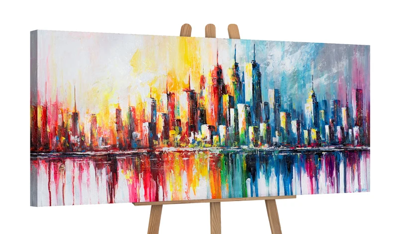 Moderne Wandbilder auf Leinwand – Abstrakte Acrylbild "Rhythmus der Großstadt" 115x50cm