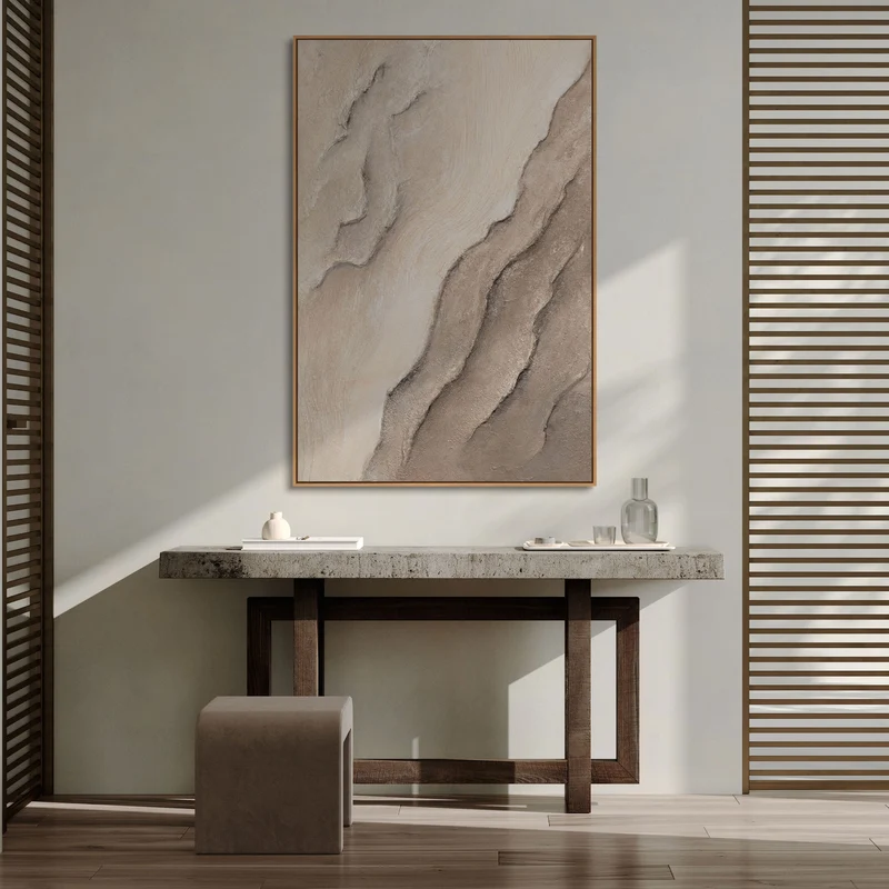 Acrylmalerei mit Rahmen „Spuren der Zeit“ – Gemälde als Wanddeko für Wohnzimmer