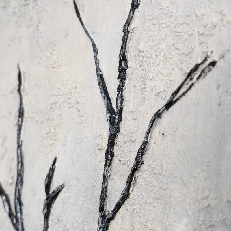 Handgemaltes Acrylgemälde mit Rahmen „Atem des Winters“ – Moderne Wandkunst