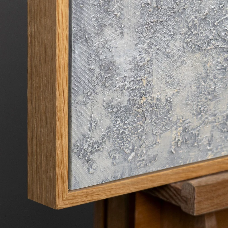 Handgemaltes Acrylgemälde mit Rahmen „Atem des Winters“ – Moderne Wandkunst