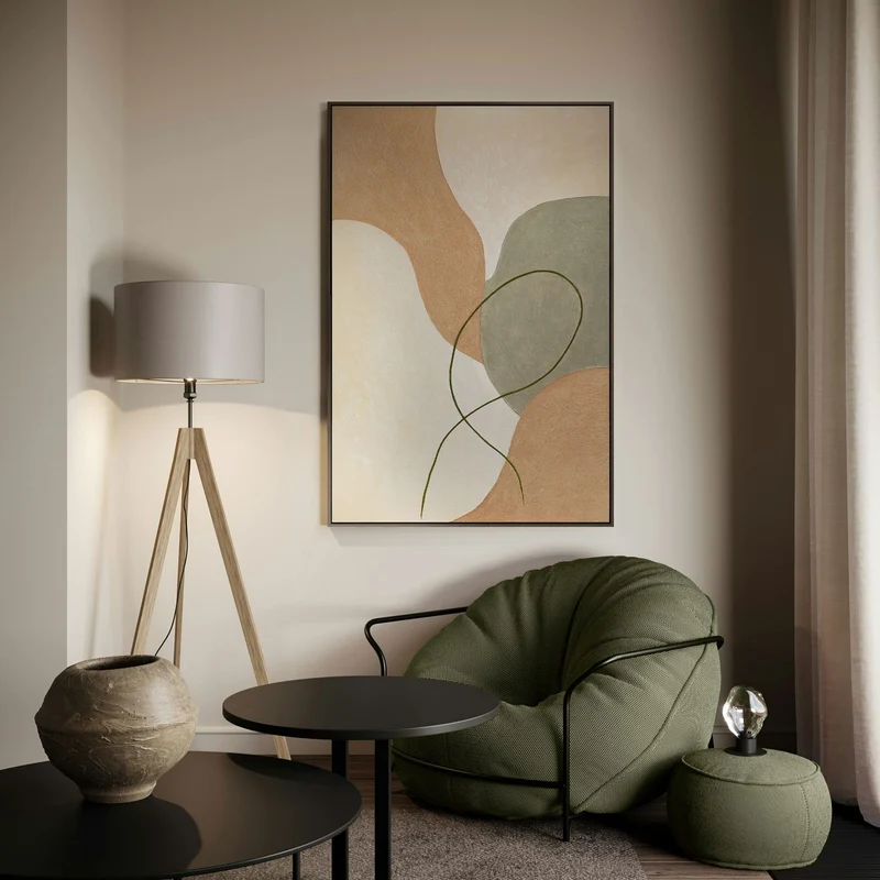 Strukturierte Acrylmalerei mit Rahmen „Verflechtung“ – Abstrakte Kunst fürs Wohnzimmer