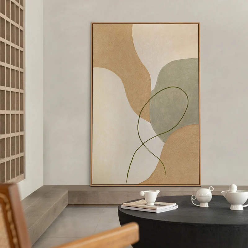 Strukturierte Acrylmalerei mit Rahmen „Verflechtung“ – Abstrakte Kunst fürs Wohnzimmer