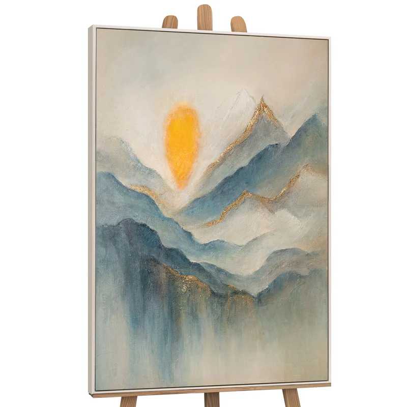 Handgemaltes Acrylbild auf Leinwand „Morgendämmerung in den Wolken“ – Moderne Wandkunst