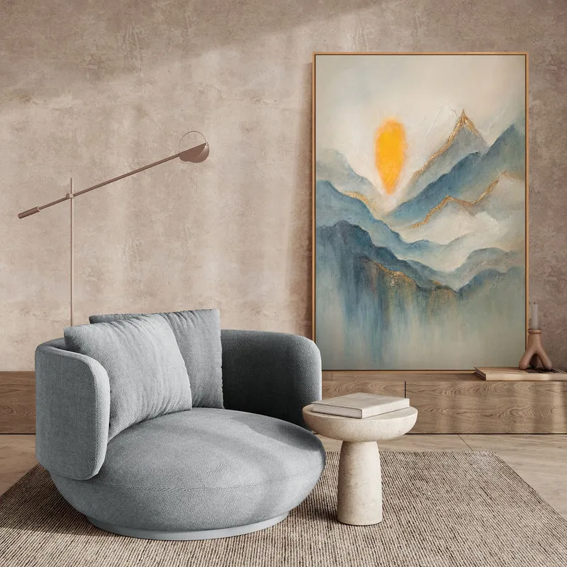 Handgemaltes Acrylbild auf Leinwand „Morgendämmerung in den Wolken“ – Moderne Wandkunst