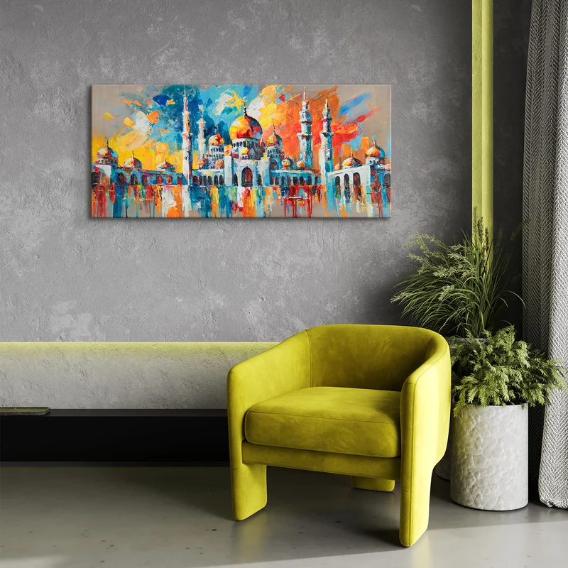 Abstrakte Wandbilder auf Leinwand – Moderne Acrylbild "Harmonie" 115x50cm