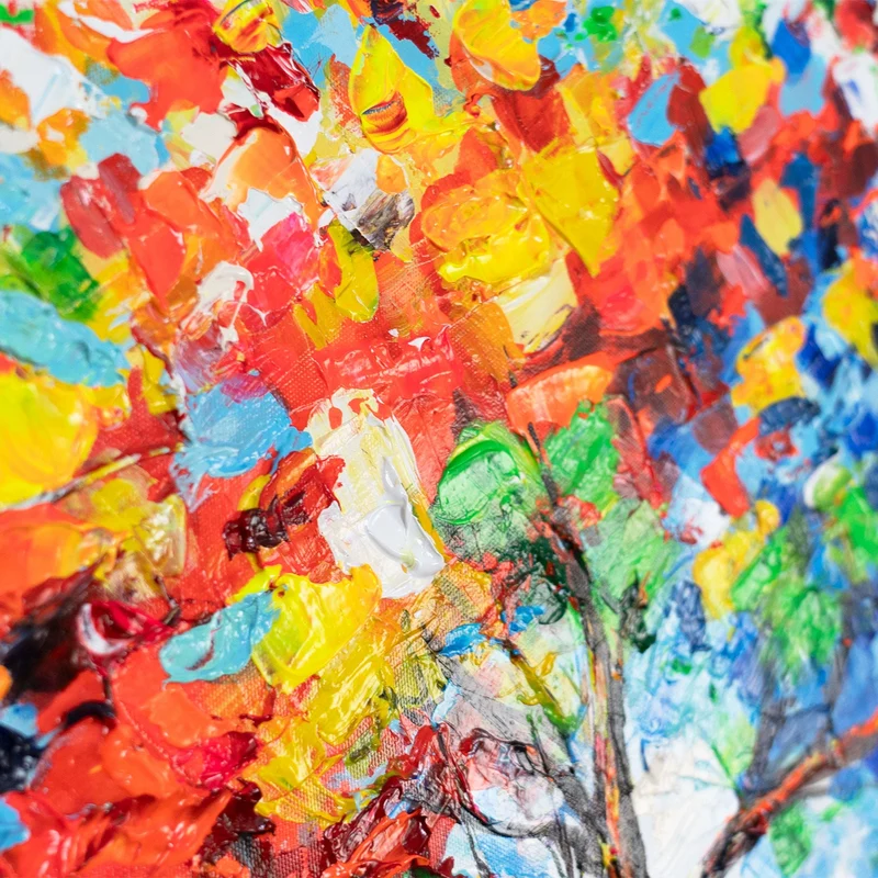 Moderne Leinwandbilder – Acrylgemälde "Farben der Natur" mit buntem Baum 115x50cm