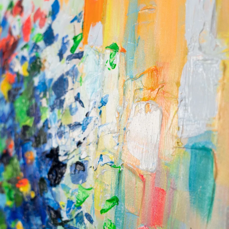 Moderne Leinwandbilder – Acrylgemälde "Farben der Natur" mit buntem Baum 115x50cm