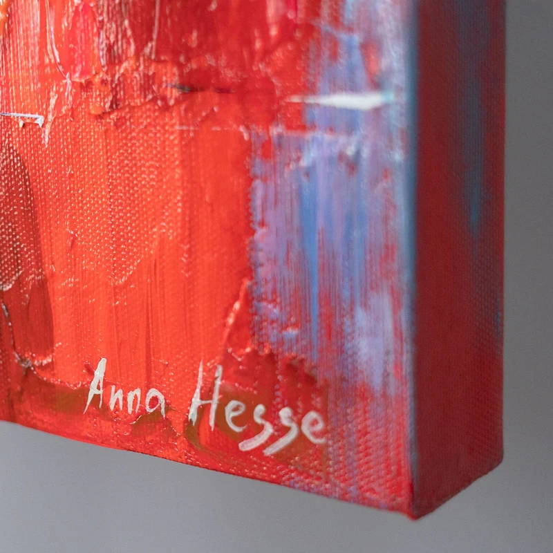 Abstrakte Wanddeko auf Leinwand – "Heller Hafen" modernes Acrylgemälde 115x50cm