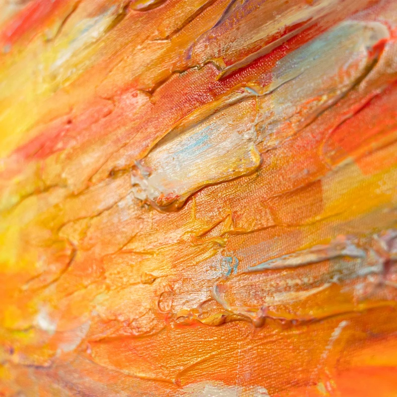 Moderne Acrylbilder auf Leinwand – Abstraktes Gemälde "Sonnige Mohnblumen" 115x50cm