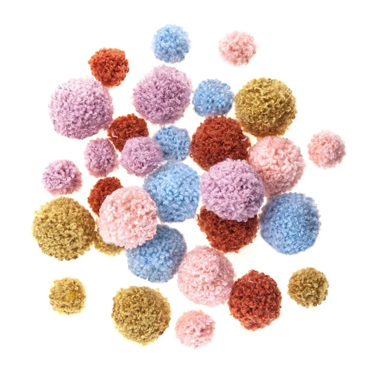 Plush Pom-Poms for Crafting | 30 pcs, Mixed Colors