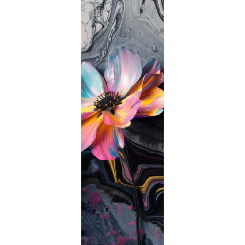 Acrylglasbild Abstrakte bunte Blumen Fluid Art Panorama Hoch