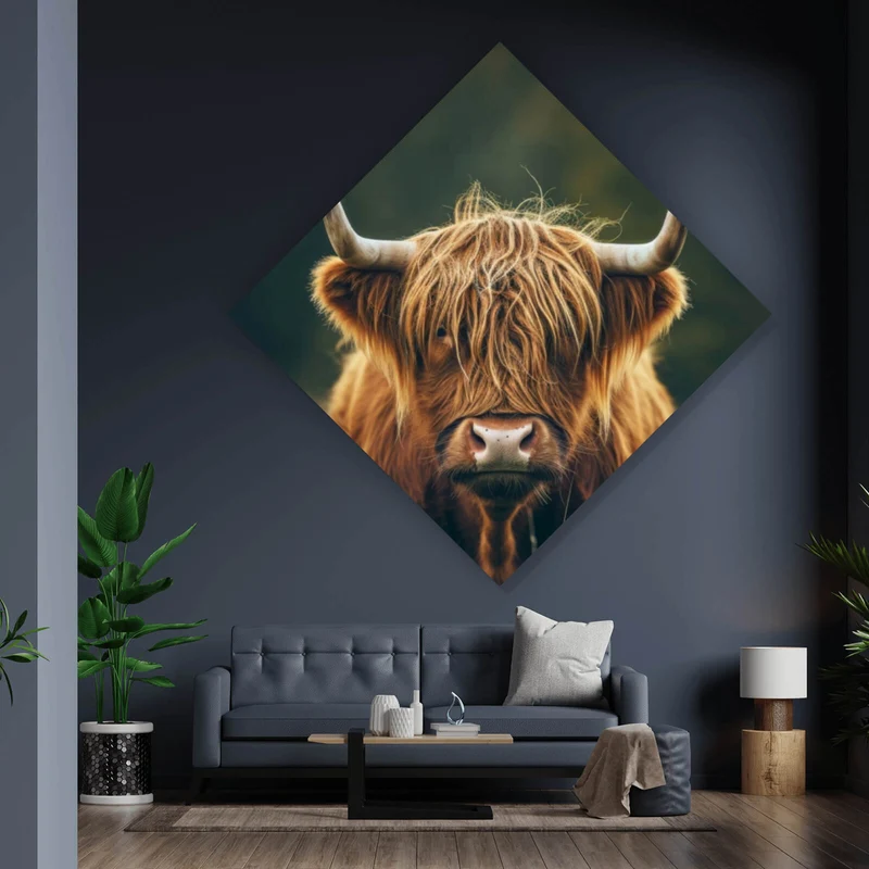 Aluminiumbild Majestätisches Hochlandrind im Naturambiente Raute