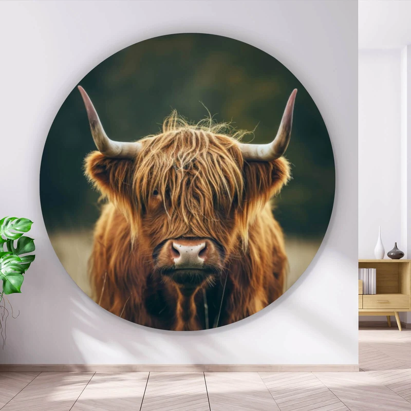 Aluminiumbild Majestätisches Hochlandrind im Naturambiente Kreis
