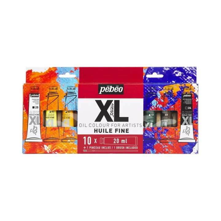 Pebeo Oil Paint Set STUDIO XL, 10 x 20 ml + Brush