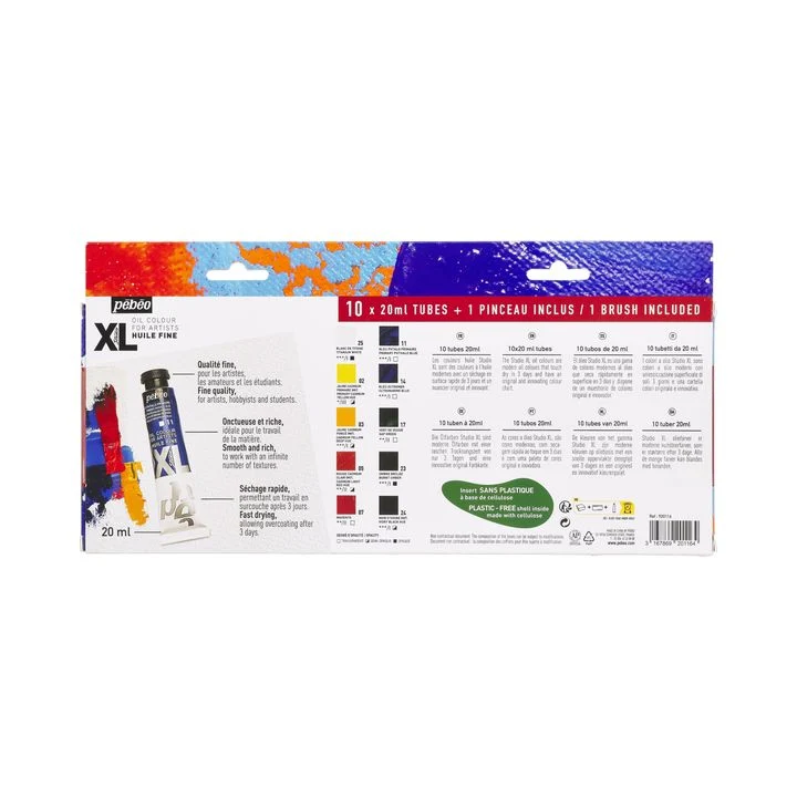 Pebeo Oil Paint Set STUDIO XL, 10 x 20 ml + Brush