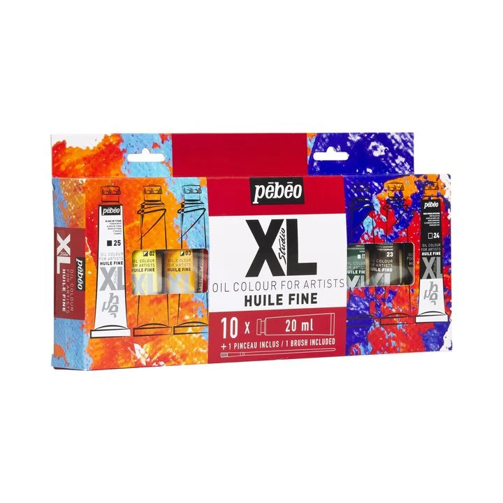 Pebeo Oil Paint Set STUDIO XL, 10 x 20 ml + Brush