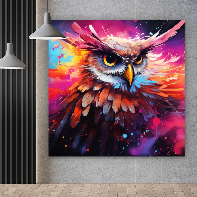 Acrylglasbild Abstrakte dynamische Eule Quadrat