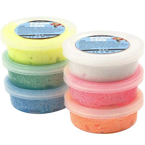 Create Craft - Foam Clay - Assorted colours -glitter -6x14 g