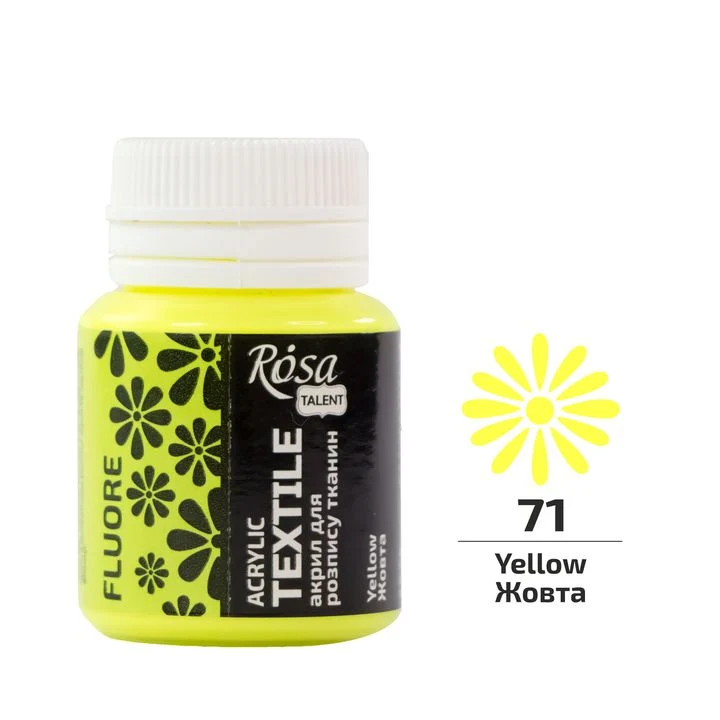 ROSA TALENT Fluorescent Acrylic Fabric Paint, 20 ml