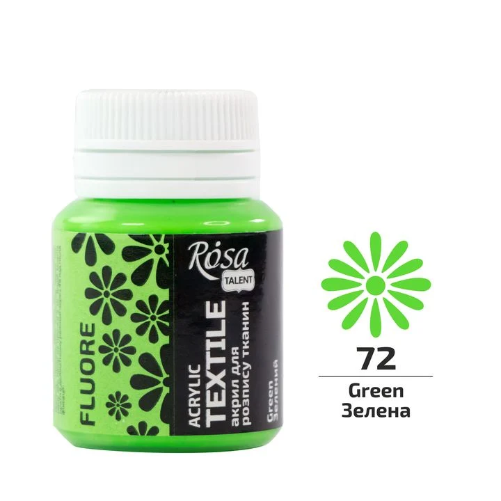 ROSA TALENT Fluorescent Acrylic Fabric Paint, 20 ml