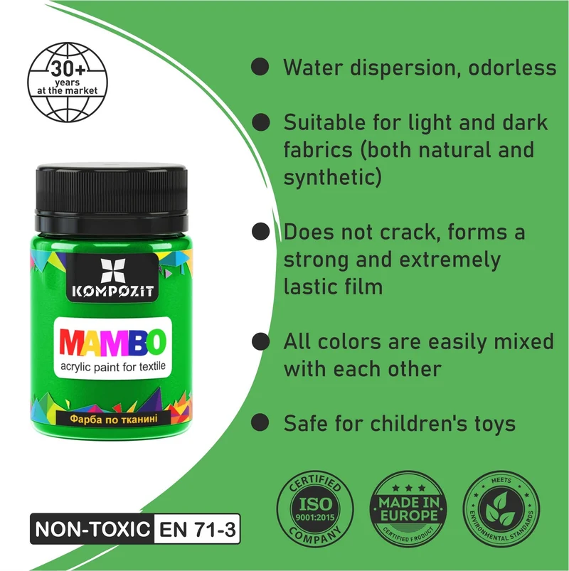 MAMBO Acrylic Paint for Fabric and Leather 50 ml