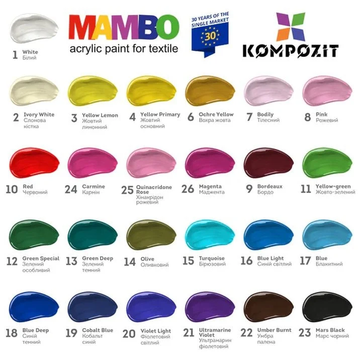 MAMBO Acrylic Paint for Fabric and Leather 50 ml