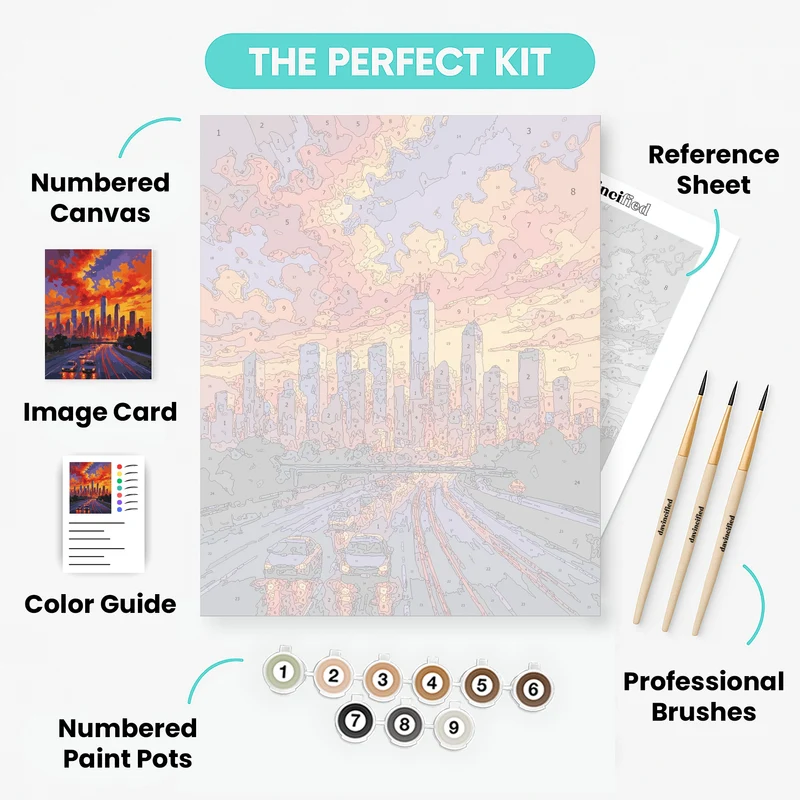 Houston Sunset Skyline - Paint by Numbers Kit
