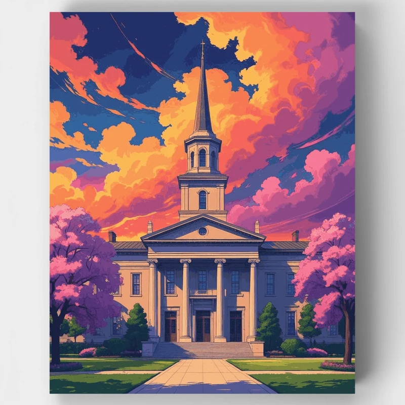 Cincinnati Church at Sunset - Paint by Numbers Kit