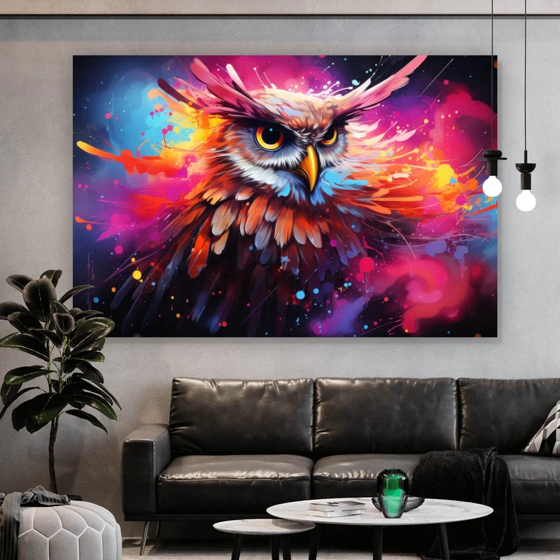 Poster Abstrakte dynamische Eule Querformat