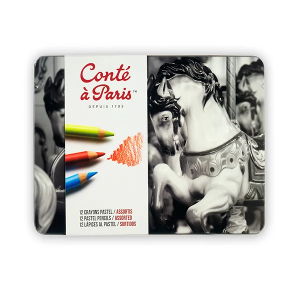 Conté - Pastel Pencils - 12 Assorted - Metal Boxes