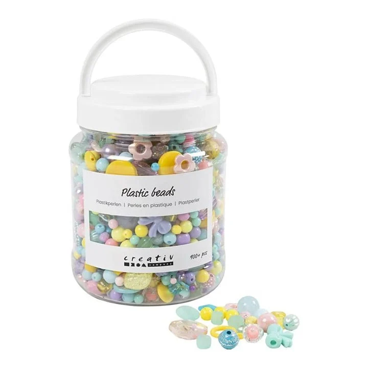 Plastic Beads, Assorted Colors, 900+ pcs