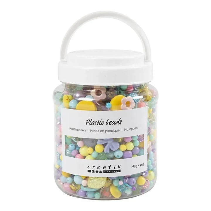 Plastic Beads, Assorted Colors, 900+ pcs