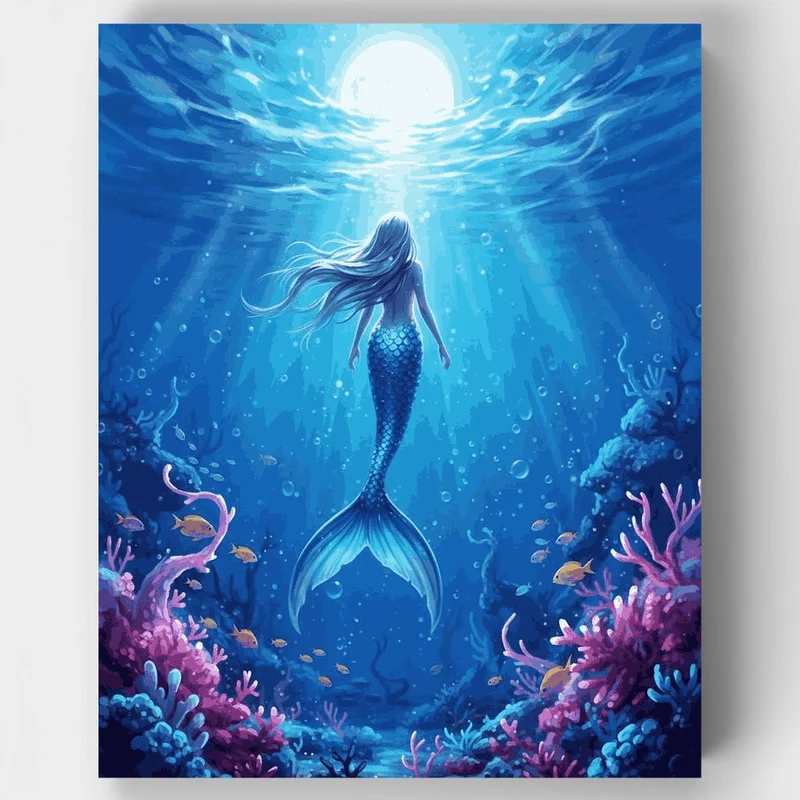 Mermaid Rising to the Moonlight - Paint by Numbers Kit