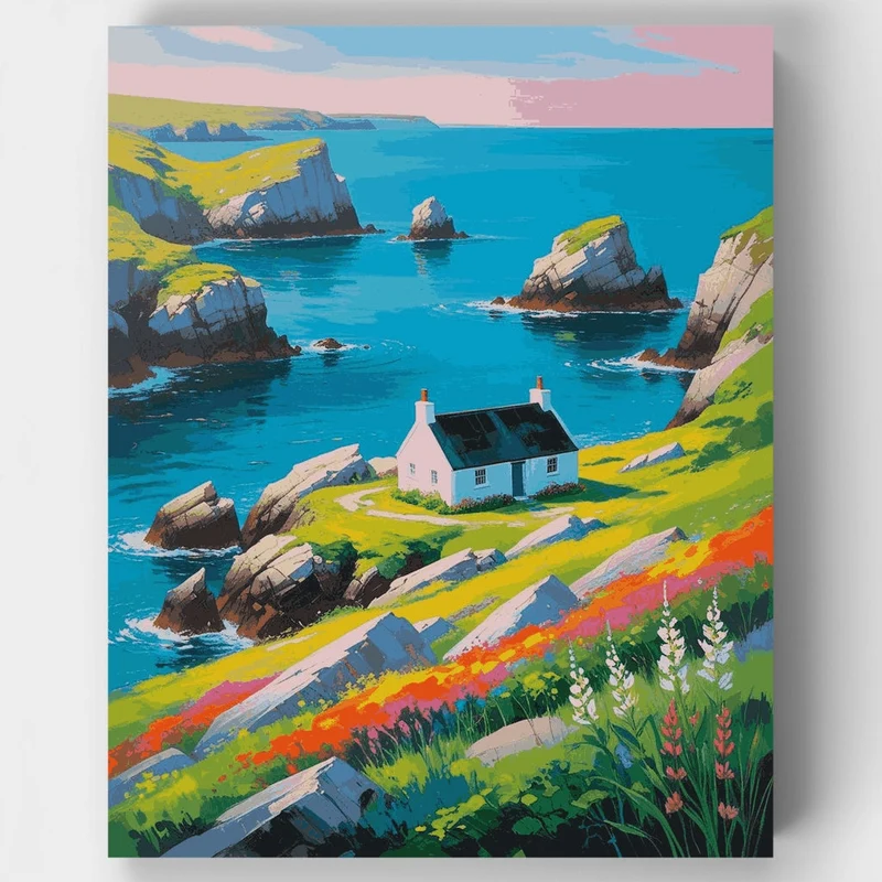 Cornwall Coastal Cottage - Paint by Numbers Kit