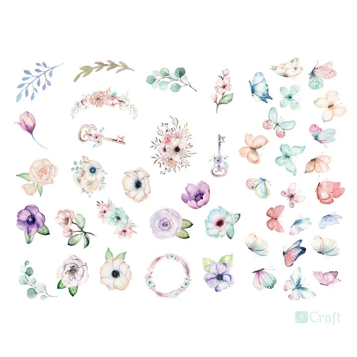 Boho Flowers and Butterflies Paper Cutouts – Set of 50