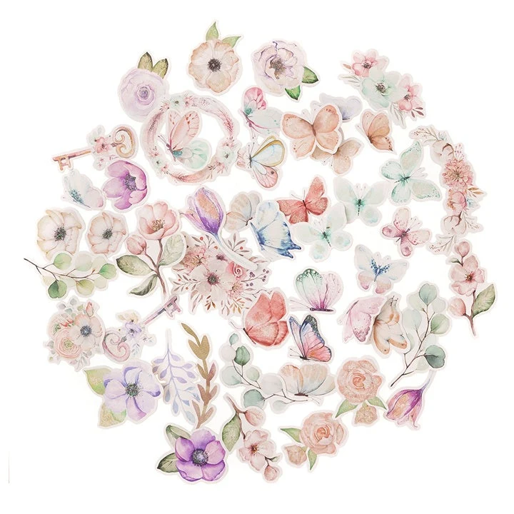 Boho Flowers and Butterflies Paper Cutouts – Set of 50